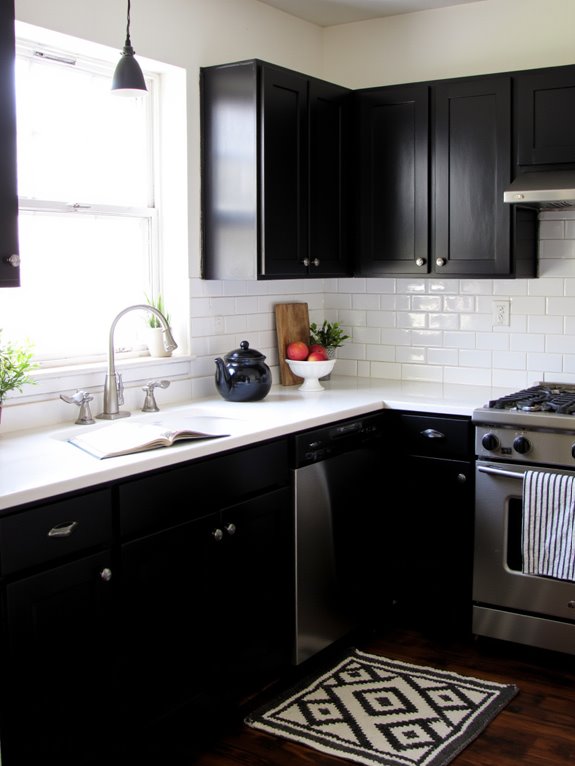 monochrome kitchen organization tips