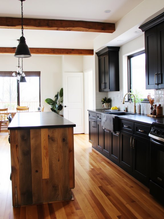 natural wood and black