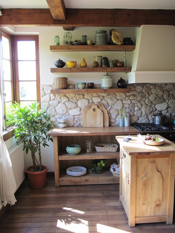 natural wood and stone