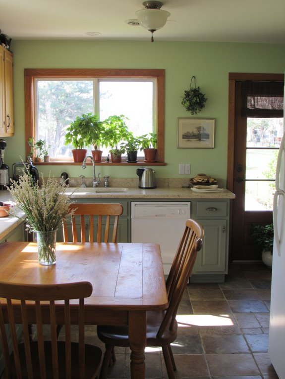 nature inspired calming kitchen hues