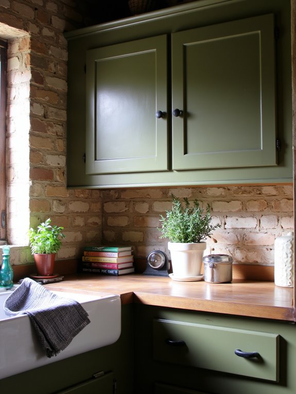 olive green kitchen cabinets