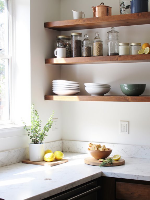 open shelving enhances accessibility