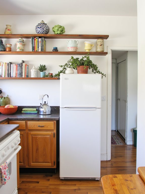 open shelving enhances kitchen space