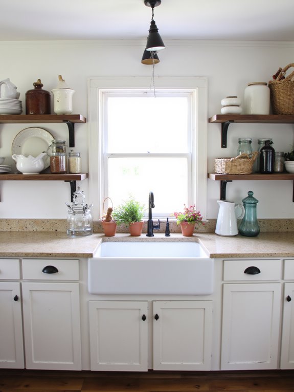 open shelving farmhouse charm