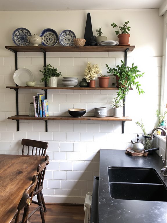 open shelving for organization