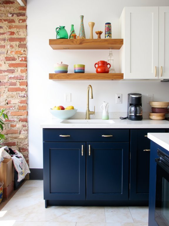 open shelving two tone balance