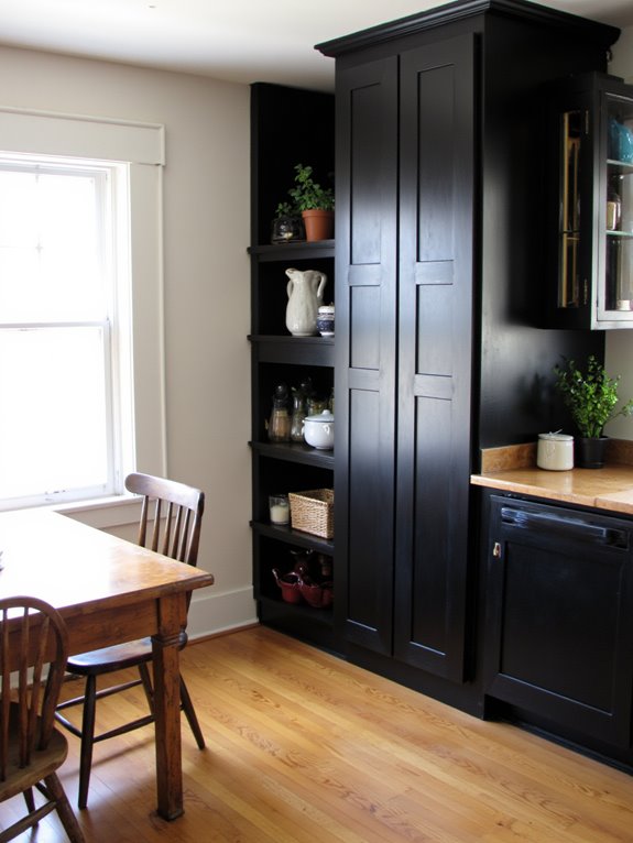 open shelving with contrast