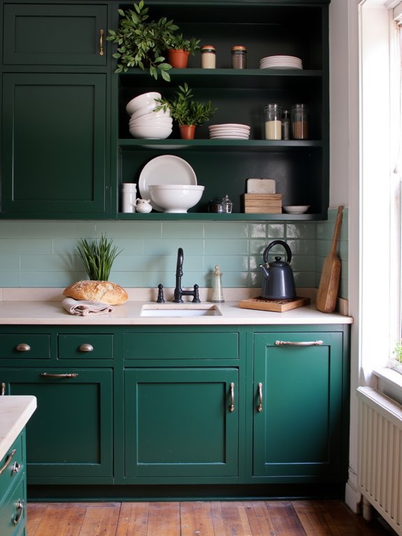 open shelving with greenery