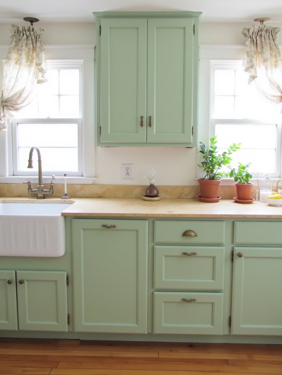 pale celadon kitchen transformation