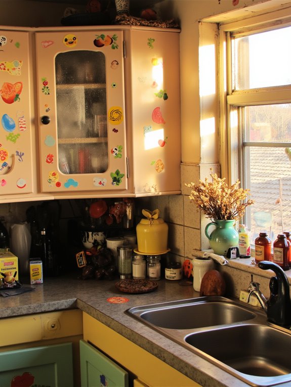 playful decals enhance cabinets