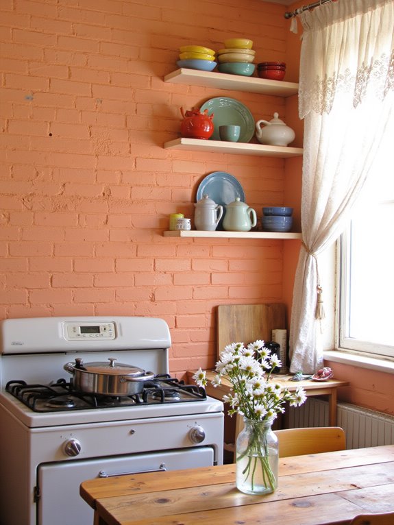 playful soft peach kitchen