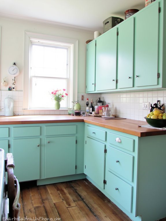 revitalizing light teal kitchen