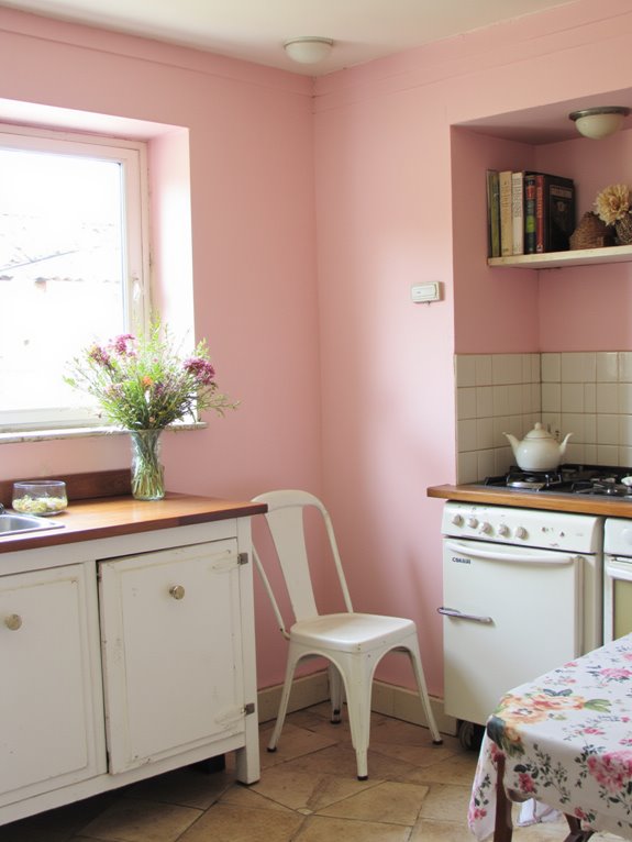 romantic gentle blush kitchen