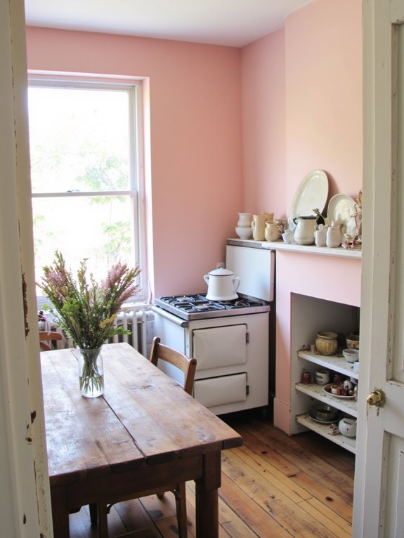 romantic soft blush kitchen