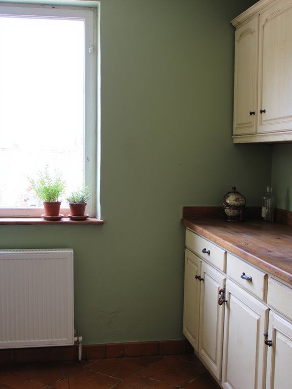 serene sage green kitchen