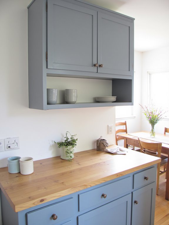 serene soft gray blue kitchen