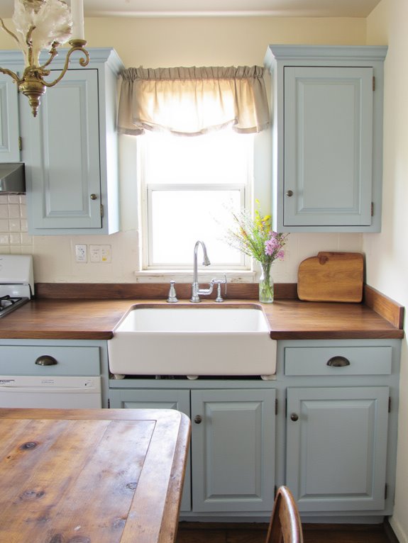 shaker style blue farmhouse cabinets