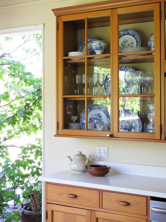 showcase dishware with glass