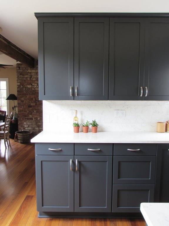 sleek charcoal gray cabinets