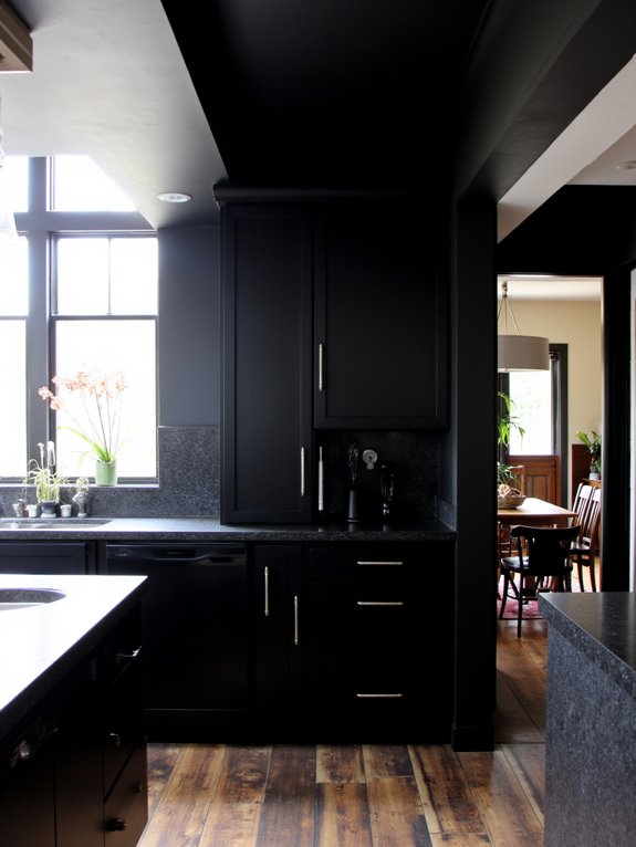 sleek contemporary black kitchen