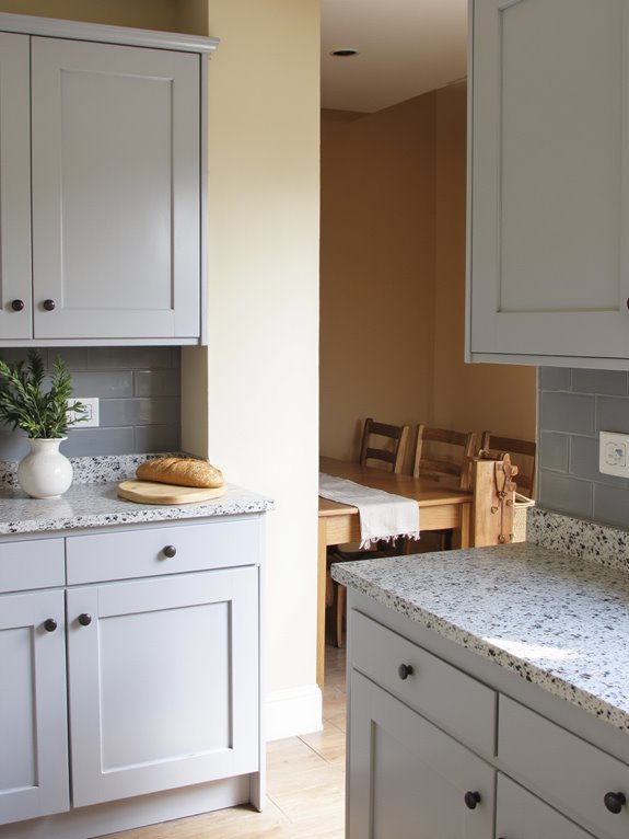 sleek light gray cabinets