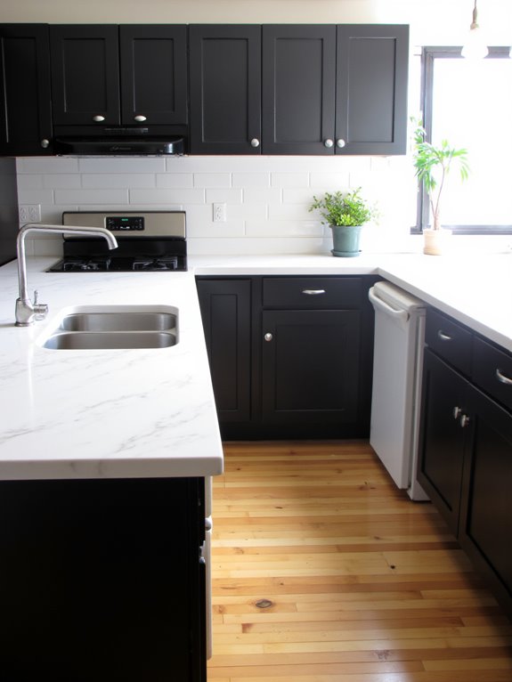 sleek minimalist black kitchens