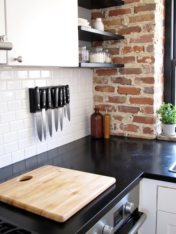 sleek organized kitchen knives