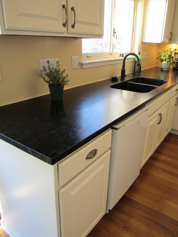 sleek polished black basalt