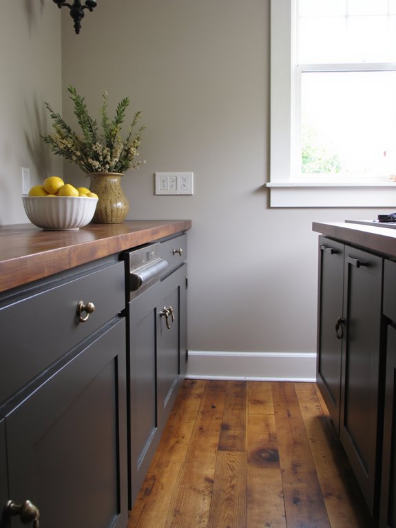sophisticated warm taupe cabinets