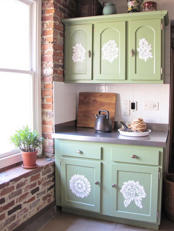 stenciled cabinets for artistry