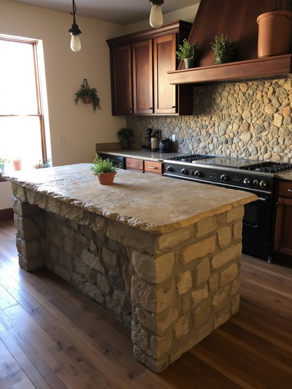 stone accents enhance ambiance