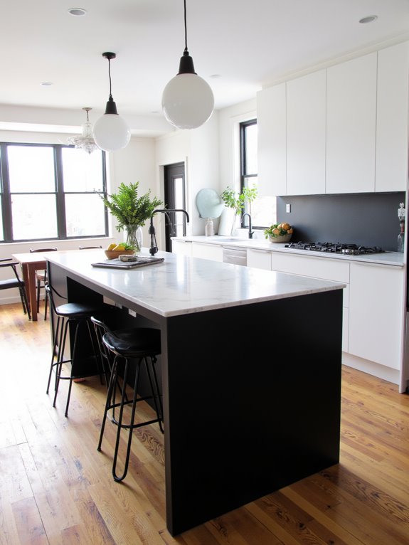 striking monochrome kitchen island