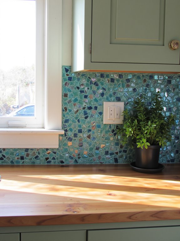 stylish backsplash enhances kitchen