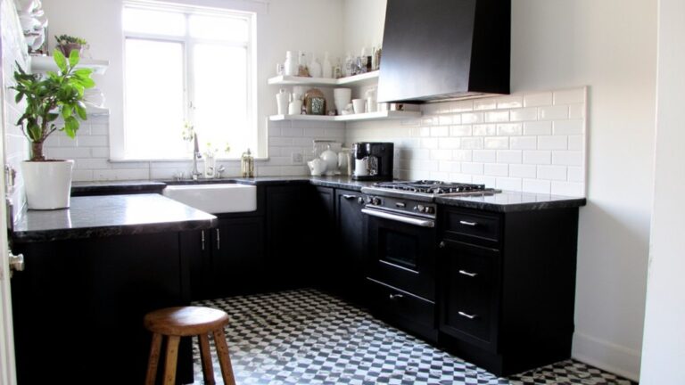 stylish black and white kitchens