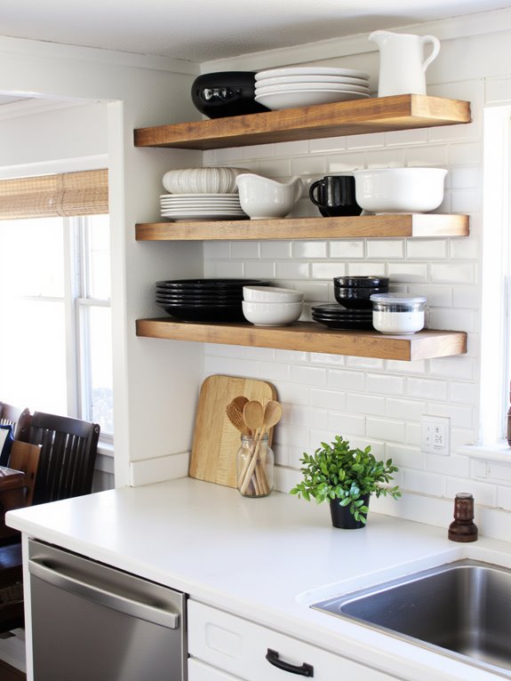 stylish open shelving display