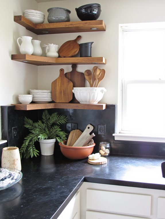 stylish open shelving display