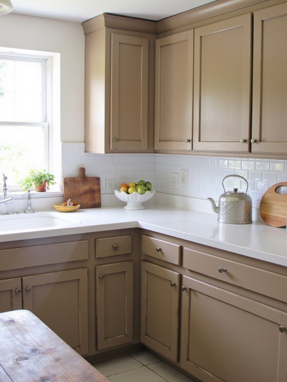 taupe and white kitchen elegance