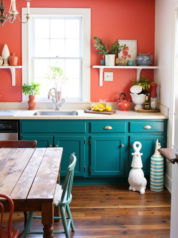 teal and coral kitchen joy