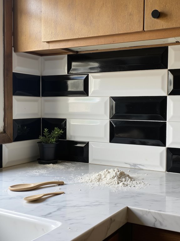 textured 3d tile backsplash