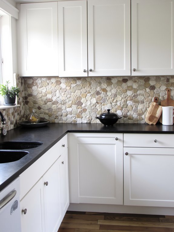 textured backsplash enhances design