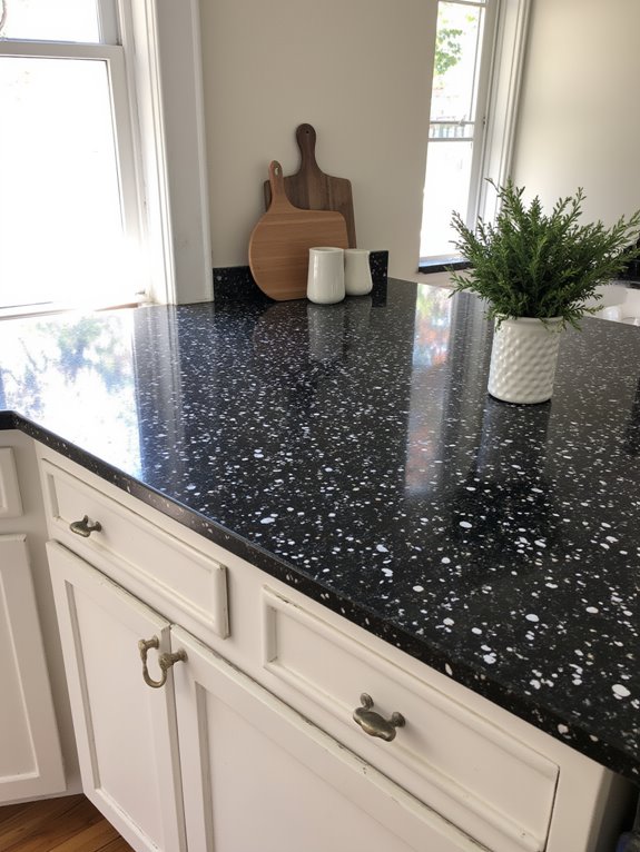textured black terrazzo elegance