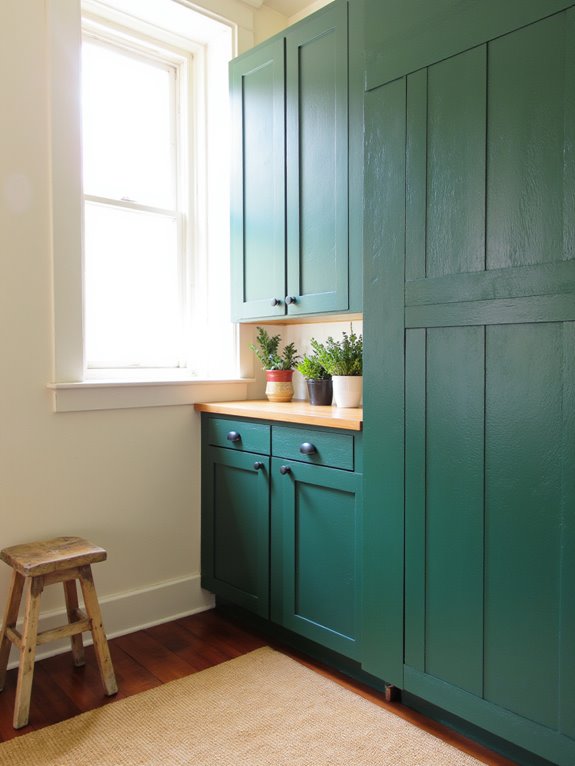 textured green cabinet appeal