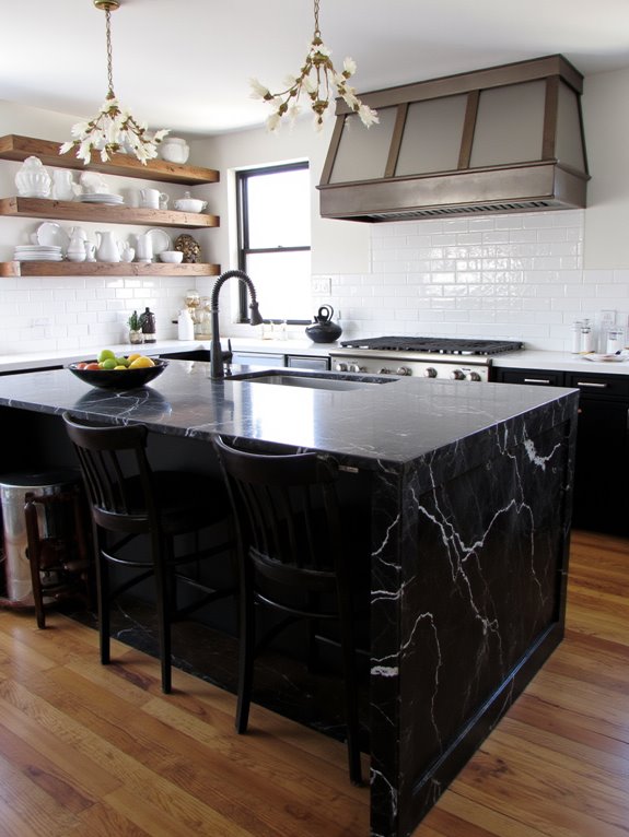 textures elevate black and white kitchens