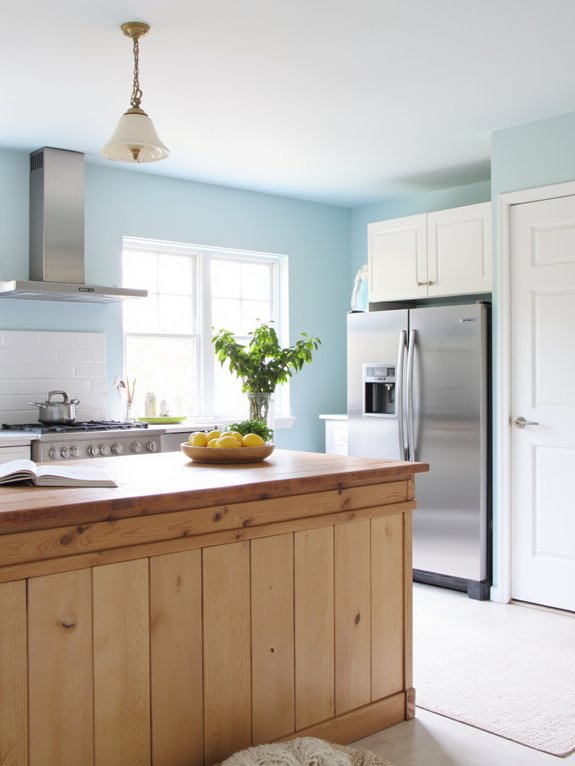 tranquil pale blue kitchen