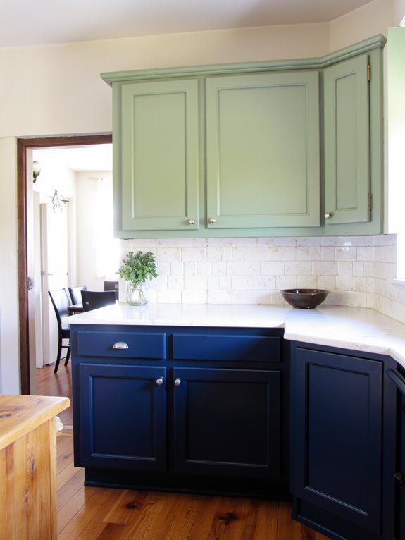 two tone oak cabinet styling