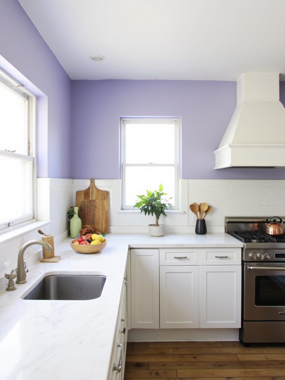 unique calming lavender kitchen