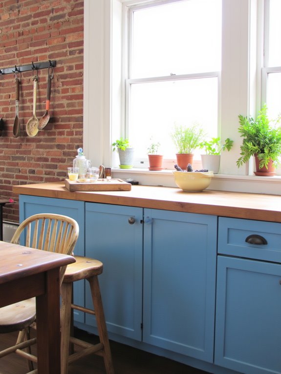 versatile blue kitchen cabinets