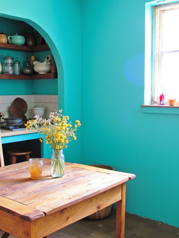 vibrant aqua kitchen design