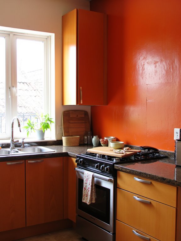 vibrant burnt orange kitchen