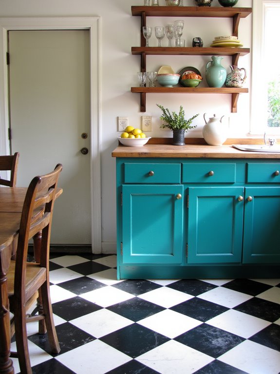 vibrant cabinets playful contrast